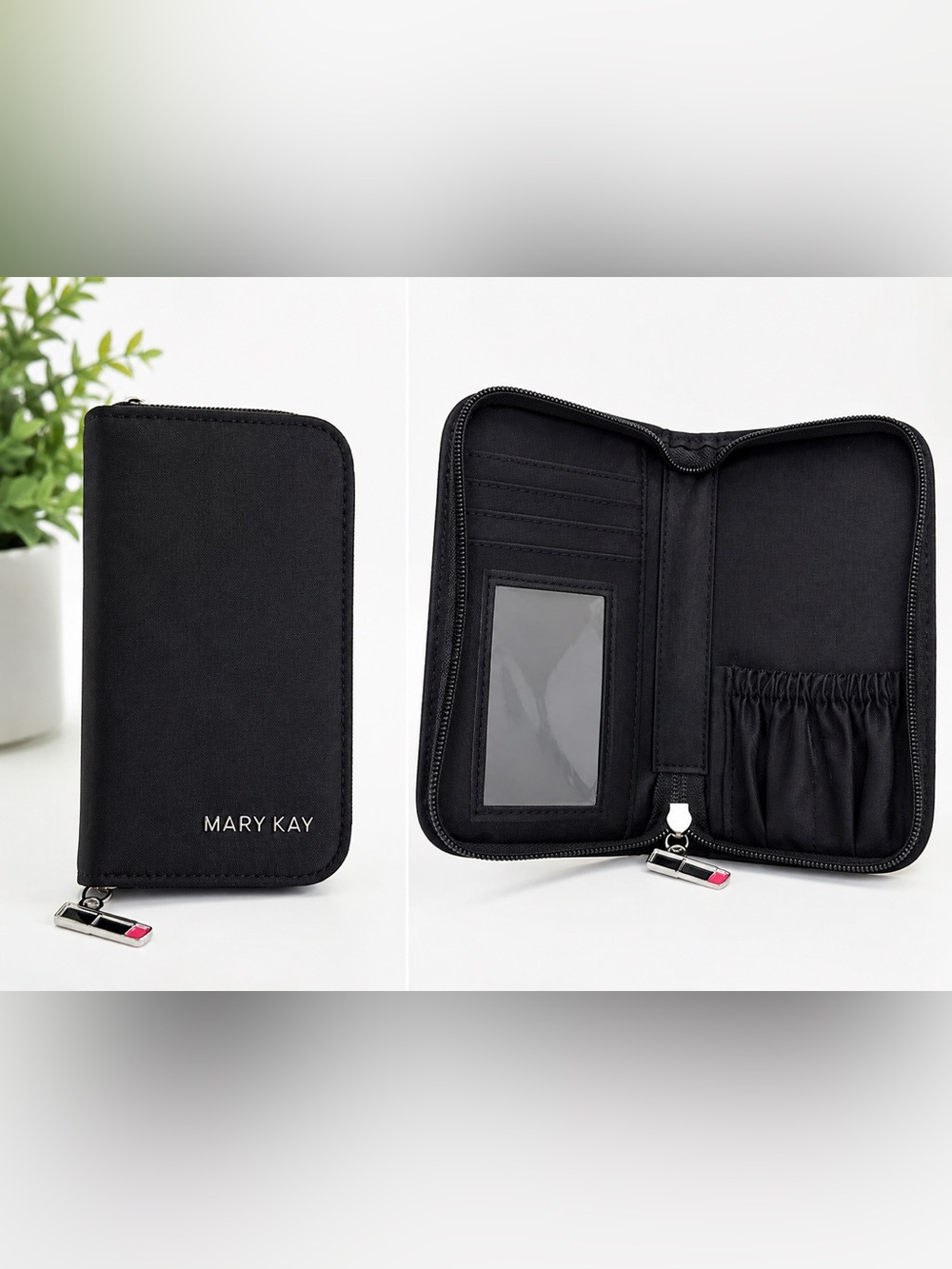 Mary Kay Black Travel Makeup Cosmetic Organizer/Wallet Zip Case